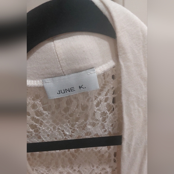 June K Women Sleevless Lace Sweater M Beige - Picture 3 of 6